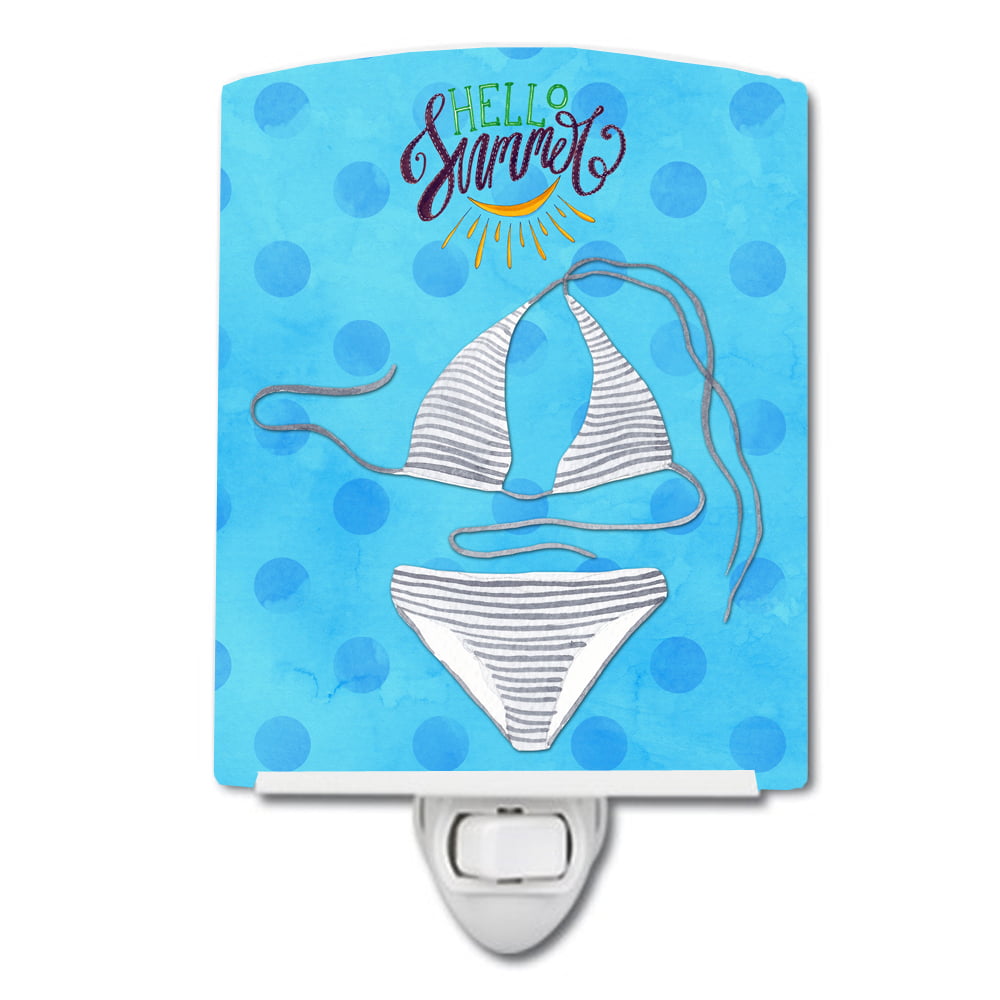 BB8196CNL Bikini Swimsuit Blue Polkadot Ceramic Night Light