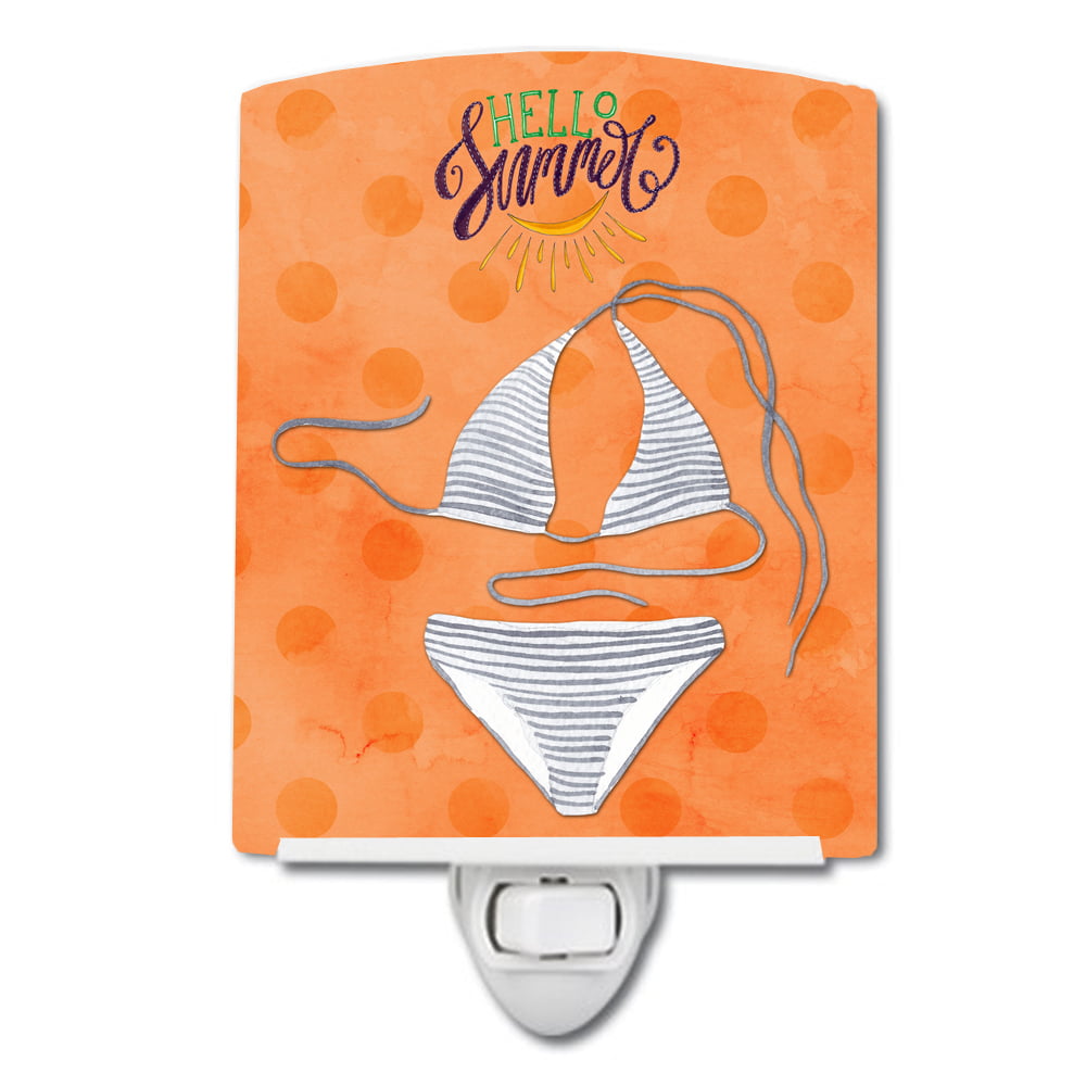 BB8198CNL Bikini Swimsuit Orange Polkadot Ceramic Night Light