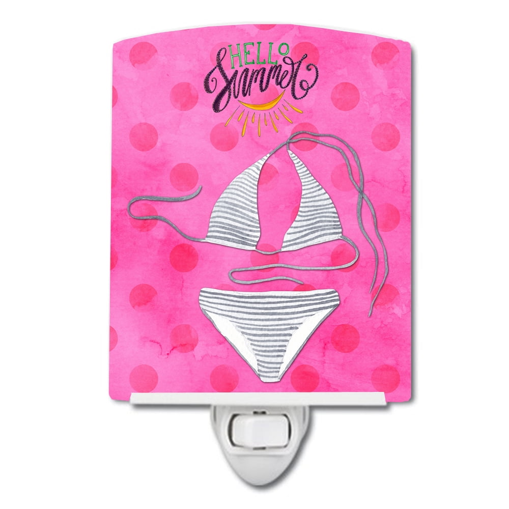 BB8199CNL Bikini Swimsuit Pink Polkadot Ceramic Night Light