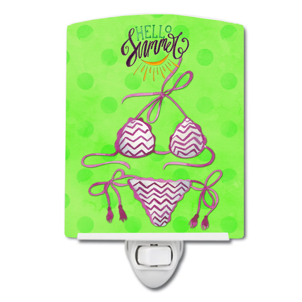 BB8200CNL Bikini Swimsuit Green Polkadot Ceramic Night Light