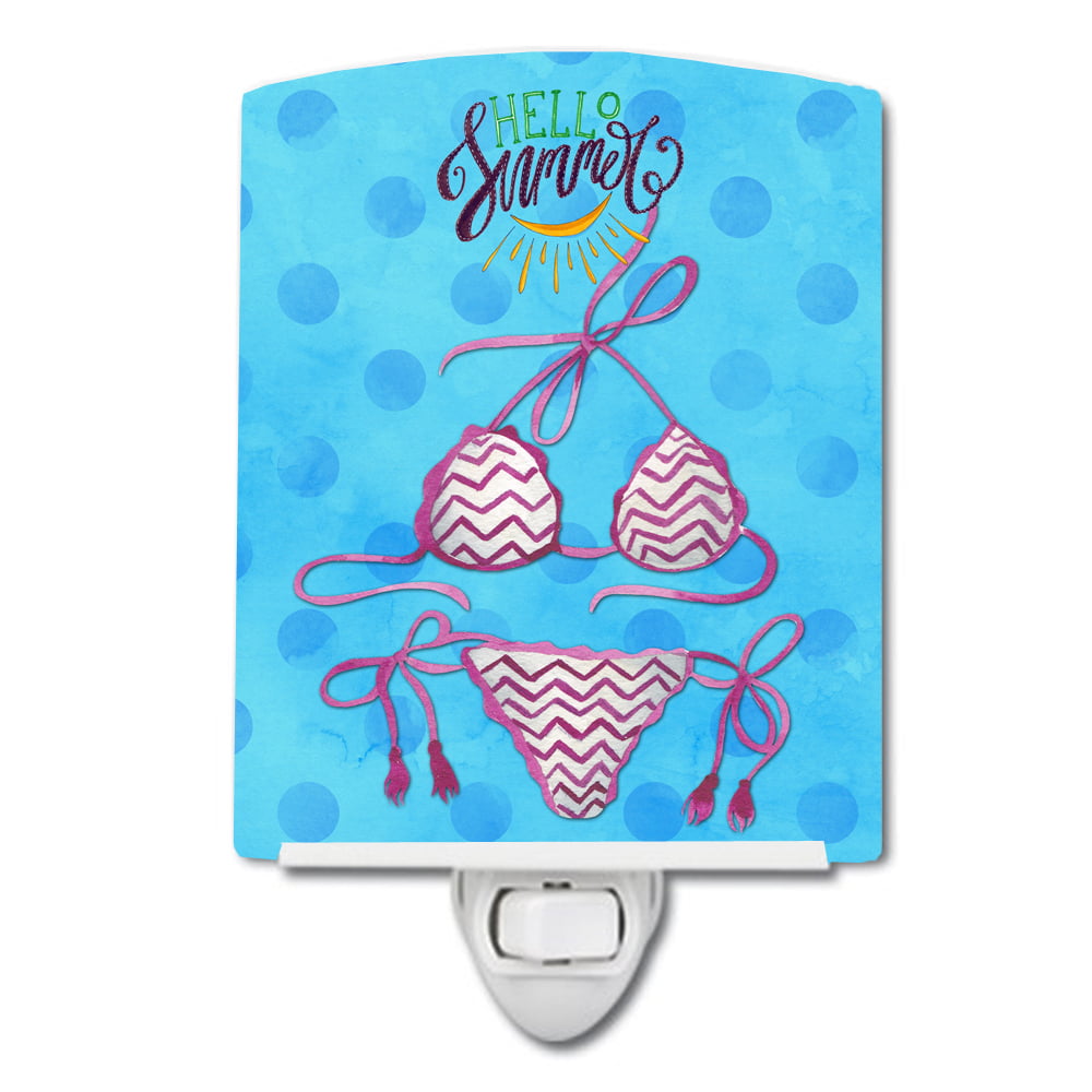 BB8201CNL Bikini Swimsuit Blue Polkadot Ceramic Night Light