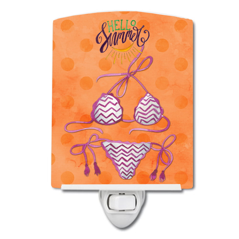 BB8203CNL Bikini Swimsuit Orange Polkadot Ceramic Night Light