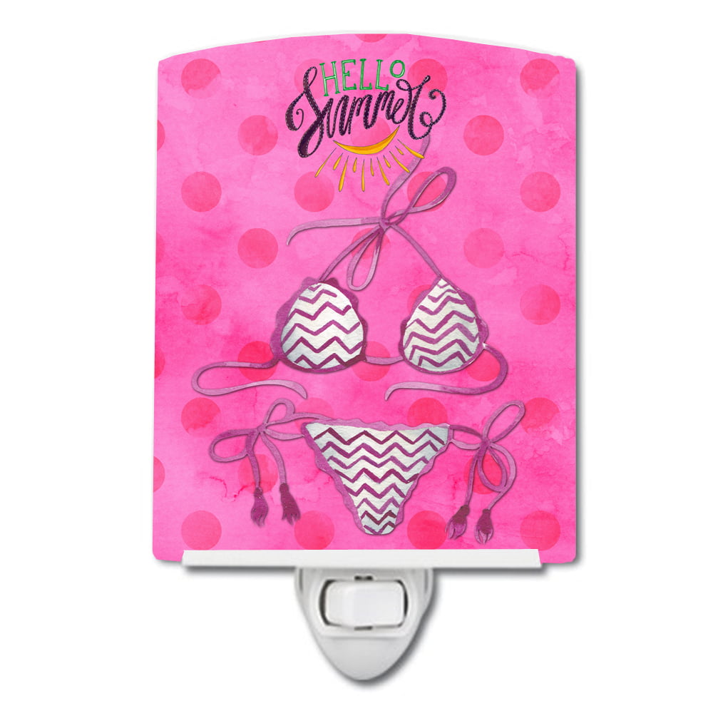 BB8204CNL Bikini Swimsuit Pink Polkadot Ceramic Night Light