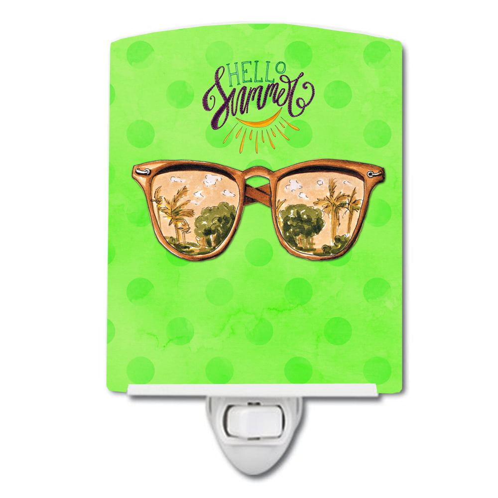 Beach Sunglasses Green Polkadot Ceramic Night Light