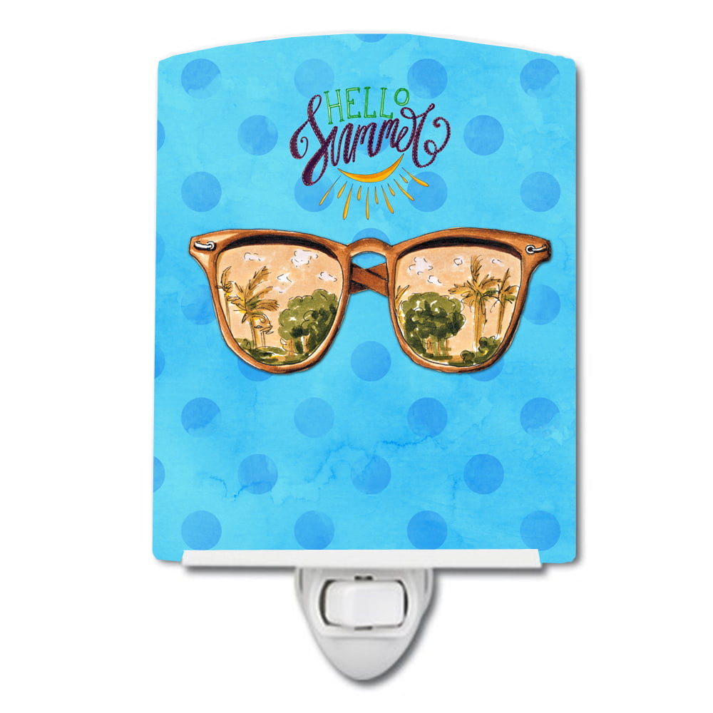Beach Sunglasses Blue Polkadot Ceramic Night Light
