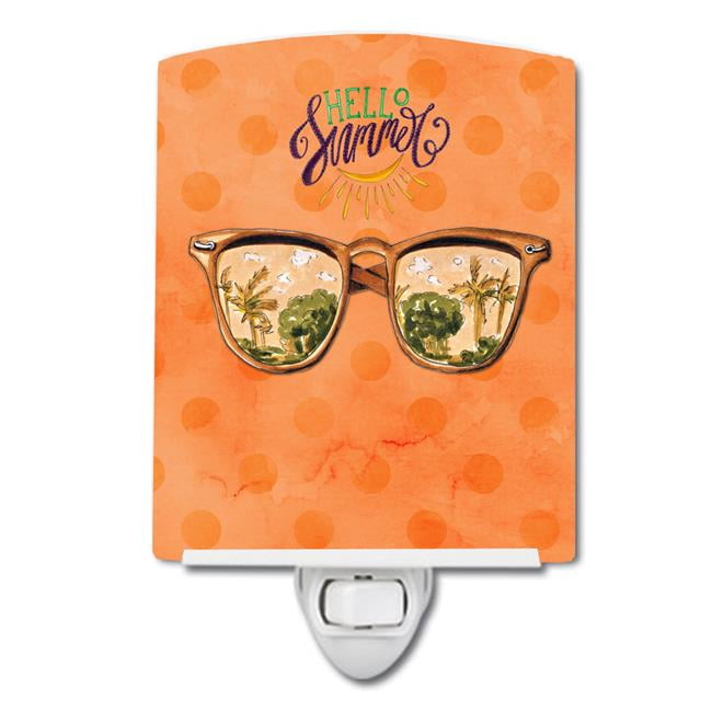 Beach Sunglasses Orange Polkadot Ceramic Night Light
