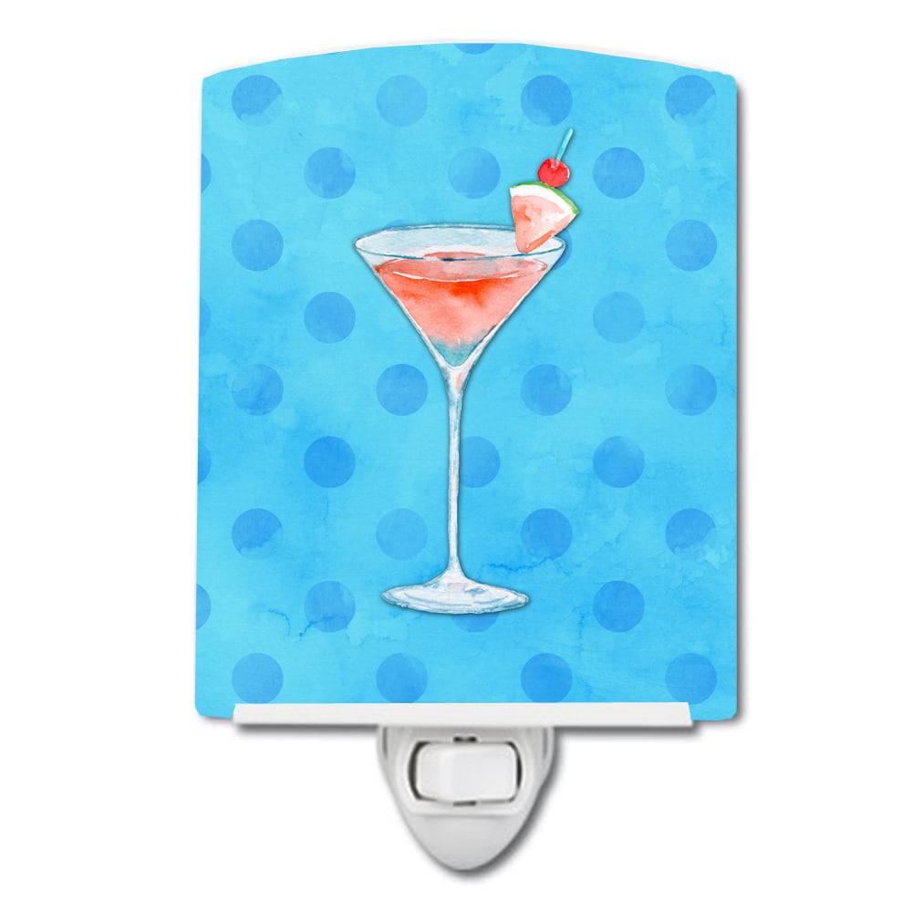 Summer Martini Blue Polkadot Ceramic Night Light