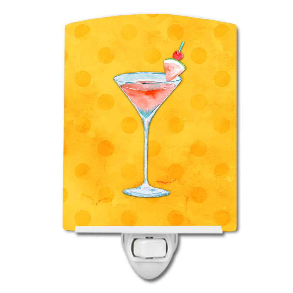 Summer Martini Yellow Polkadot Ceramic Night Light