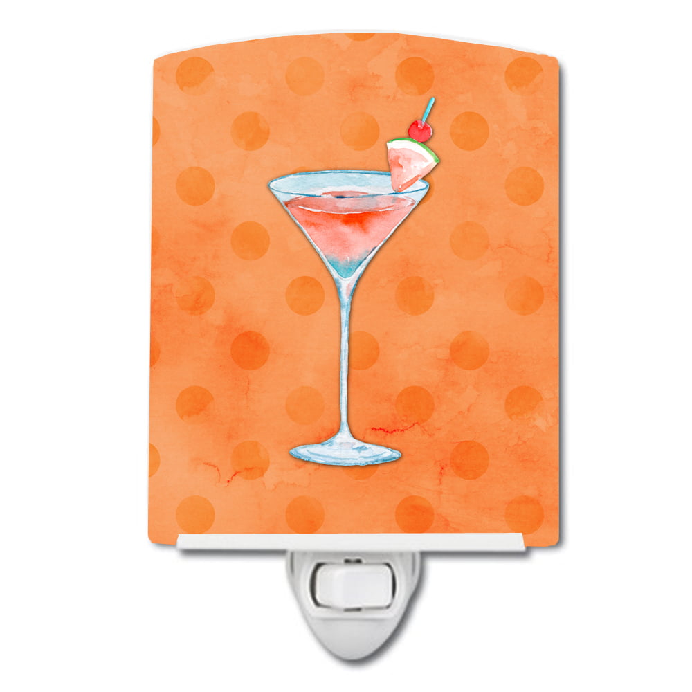 Summer Martini Orange Polkadot Ceramic Night Light