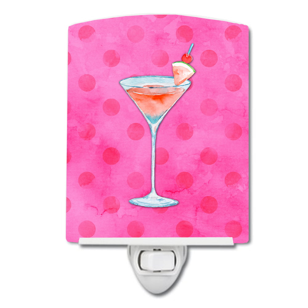 Summer Martini Pink Polkadot Ceramic Night Light