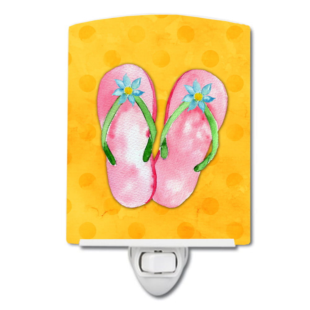 Pink Flip Flops Yellow Polkadot Ceramic Night Light