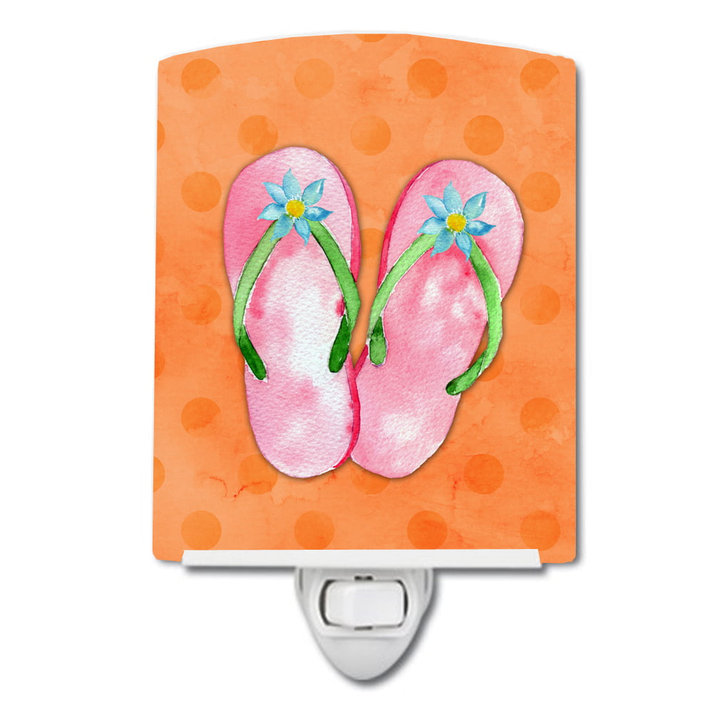 Pink Flip Flops Orange Polkadot Ceramic Night Light
