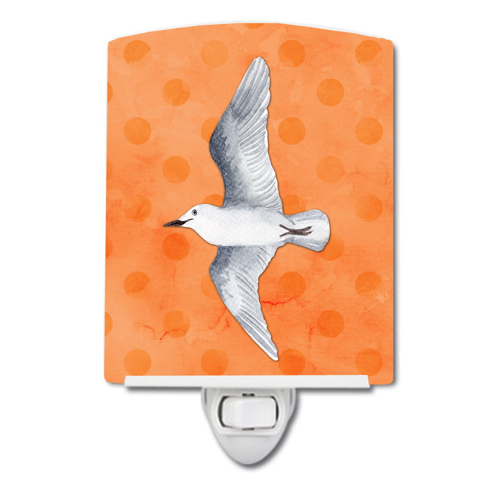 Sea Gull Orange Polkadot Ceramic Night Light