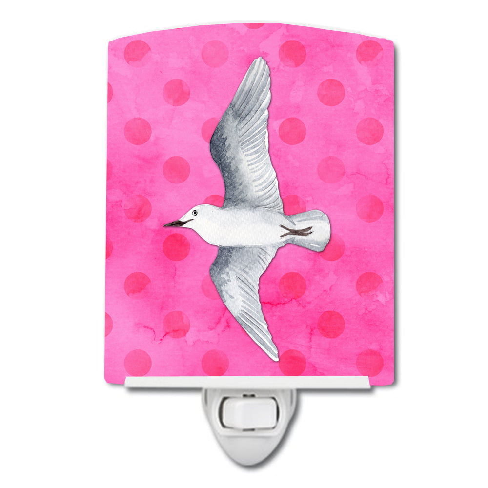 Sea Gull Pink Polkadot Ceramic Night Light