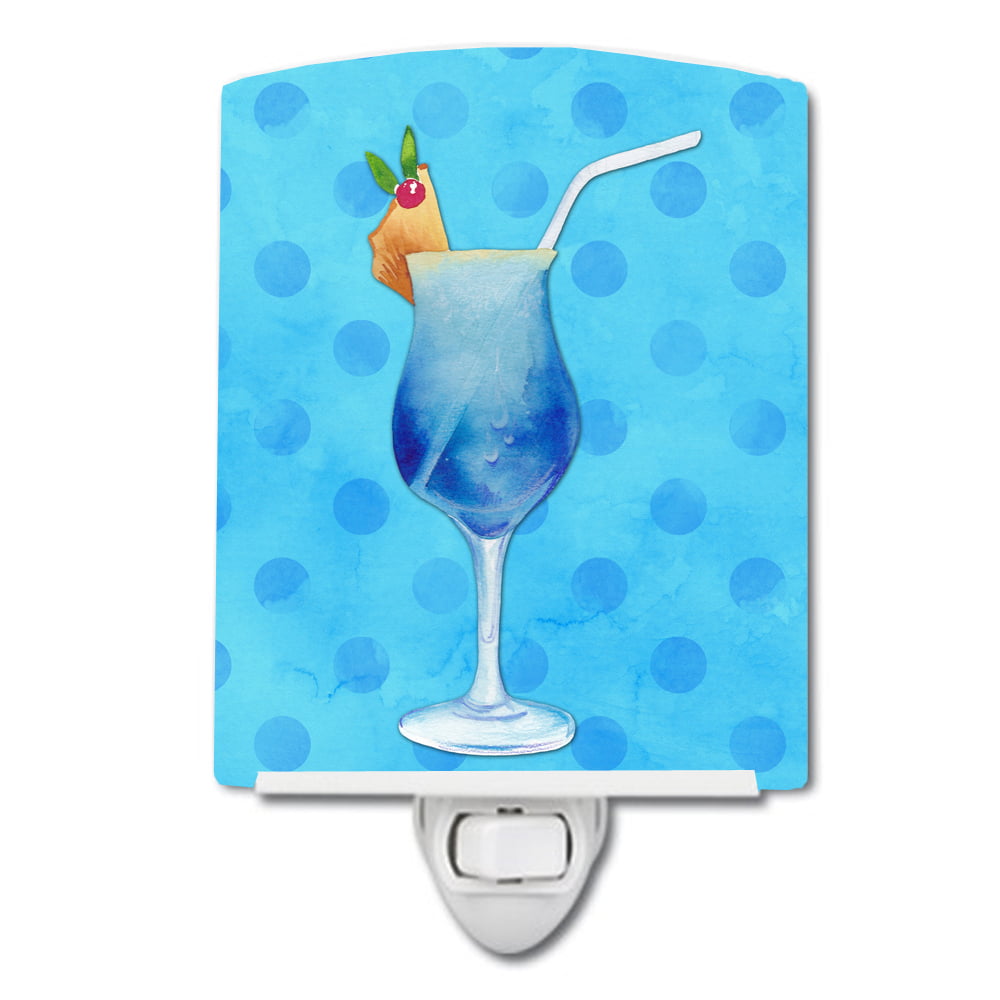 Summer Cocktail Blue Polkadot Ceramic Night Light