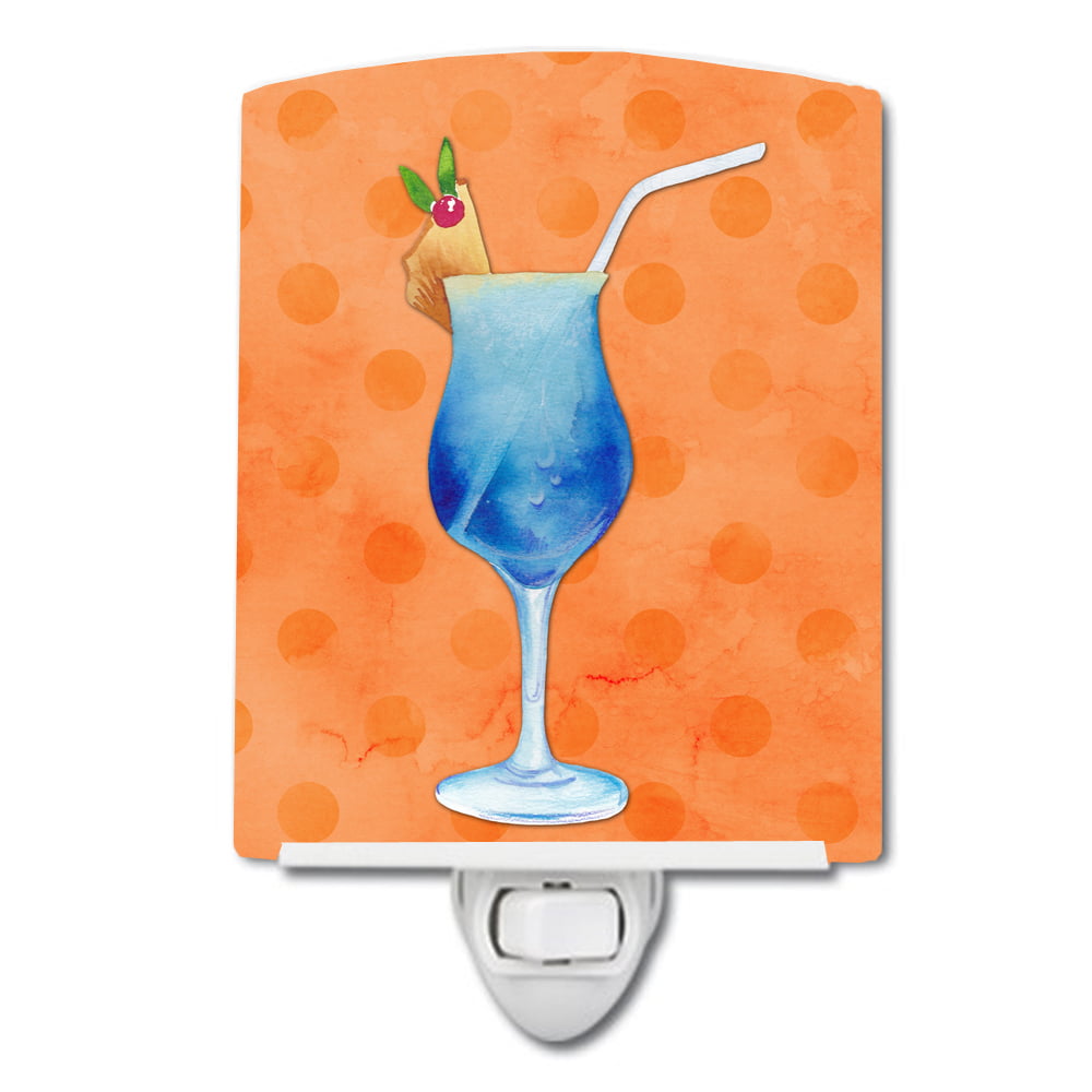 Summer Cocktail Orange Polkadot Ceramic Night Light