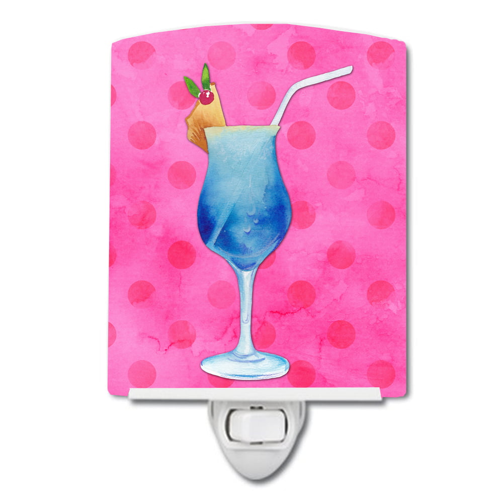 Summer Cocktail Pink Polkadot Ceramic Night Light
