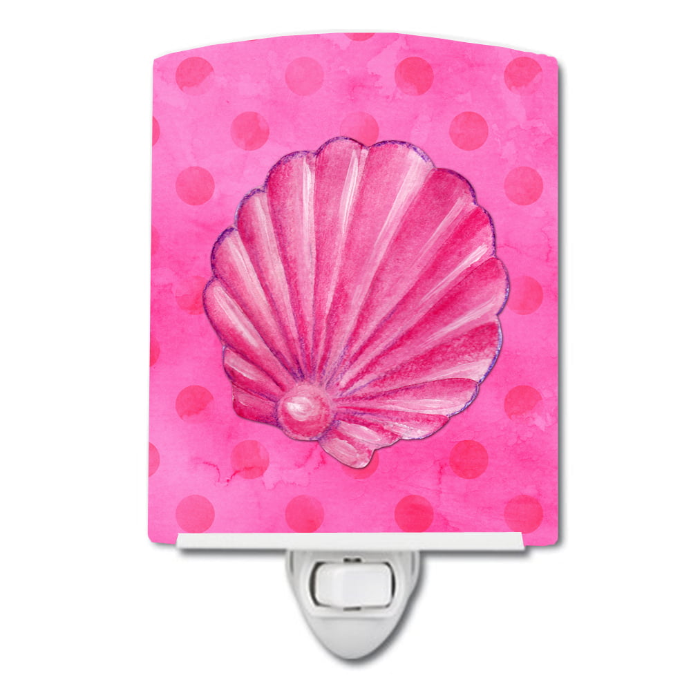 Pink Sea Shell Pink Polkadot Ceramic Night Light