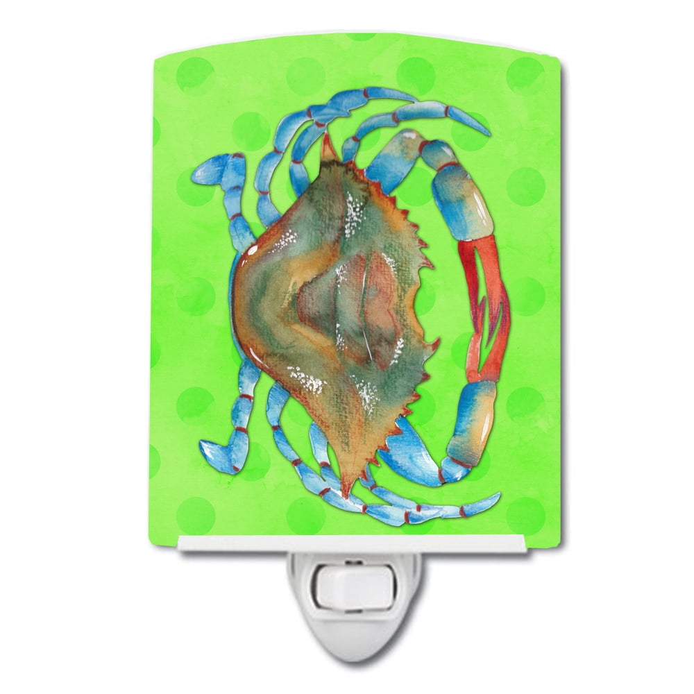 Blue Crab Green Polkadot Ceramic Night Light