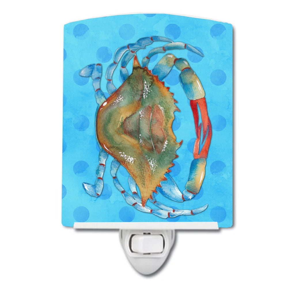 Blue Crab Blue Polkadot Ceramic Night Light