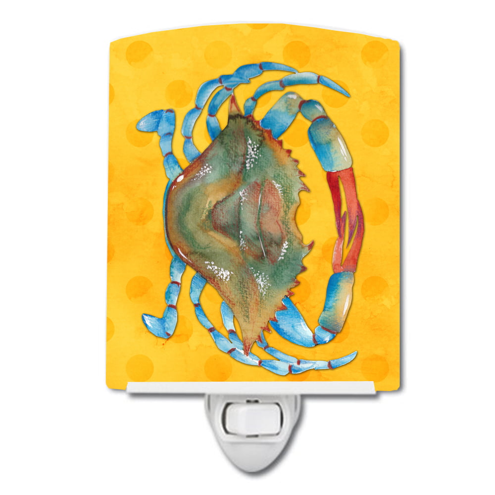 Blue Crab Yellow Polkadot Ceramic Night Light