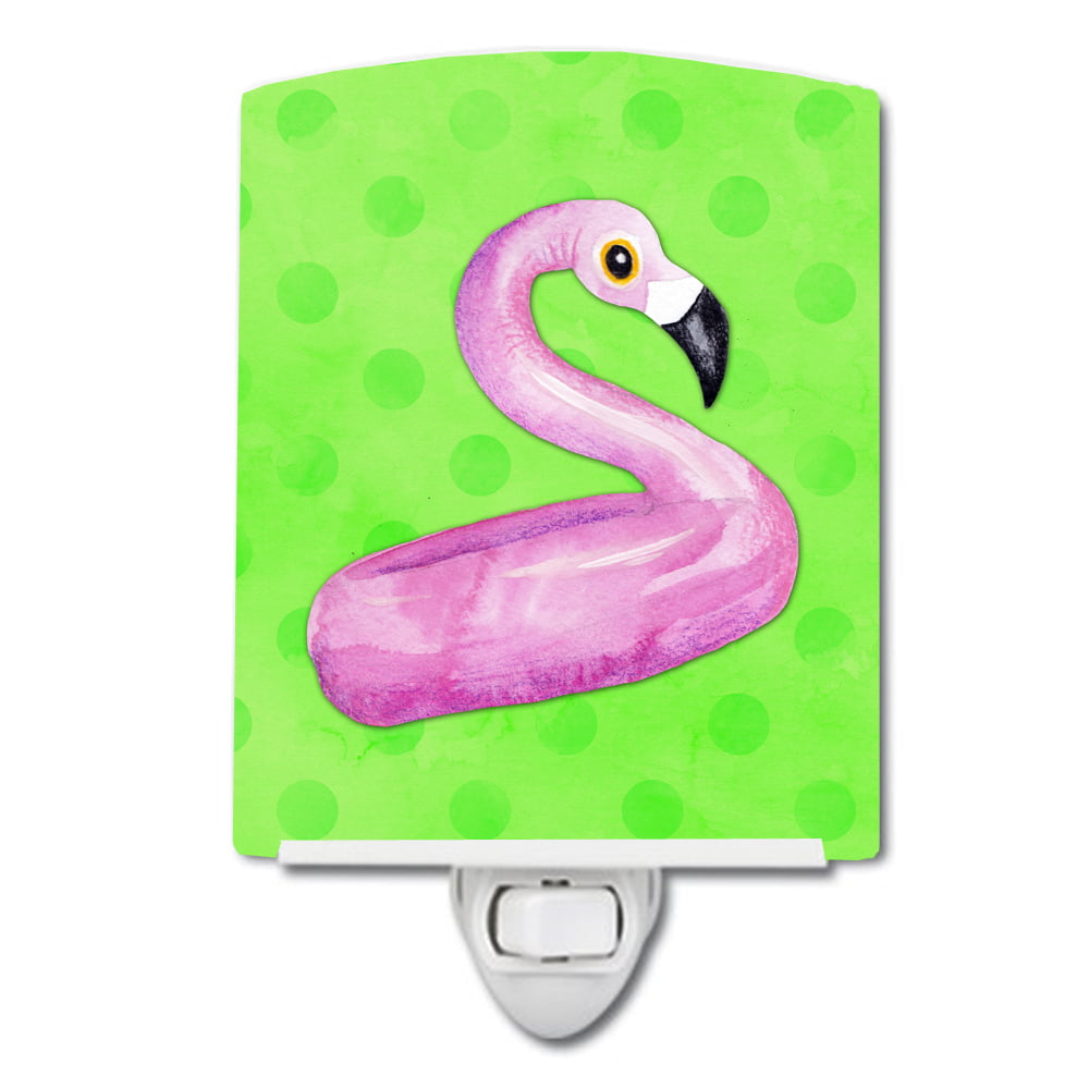 Flamingo Floaty Green Polkadot Ceramic Night Light