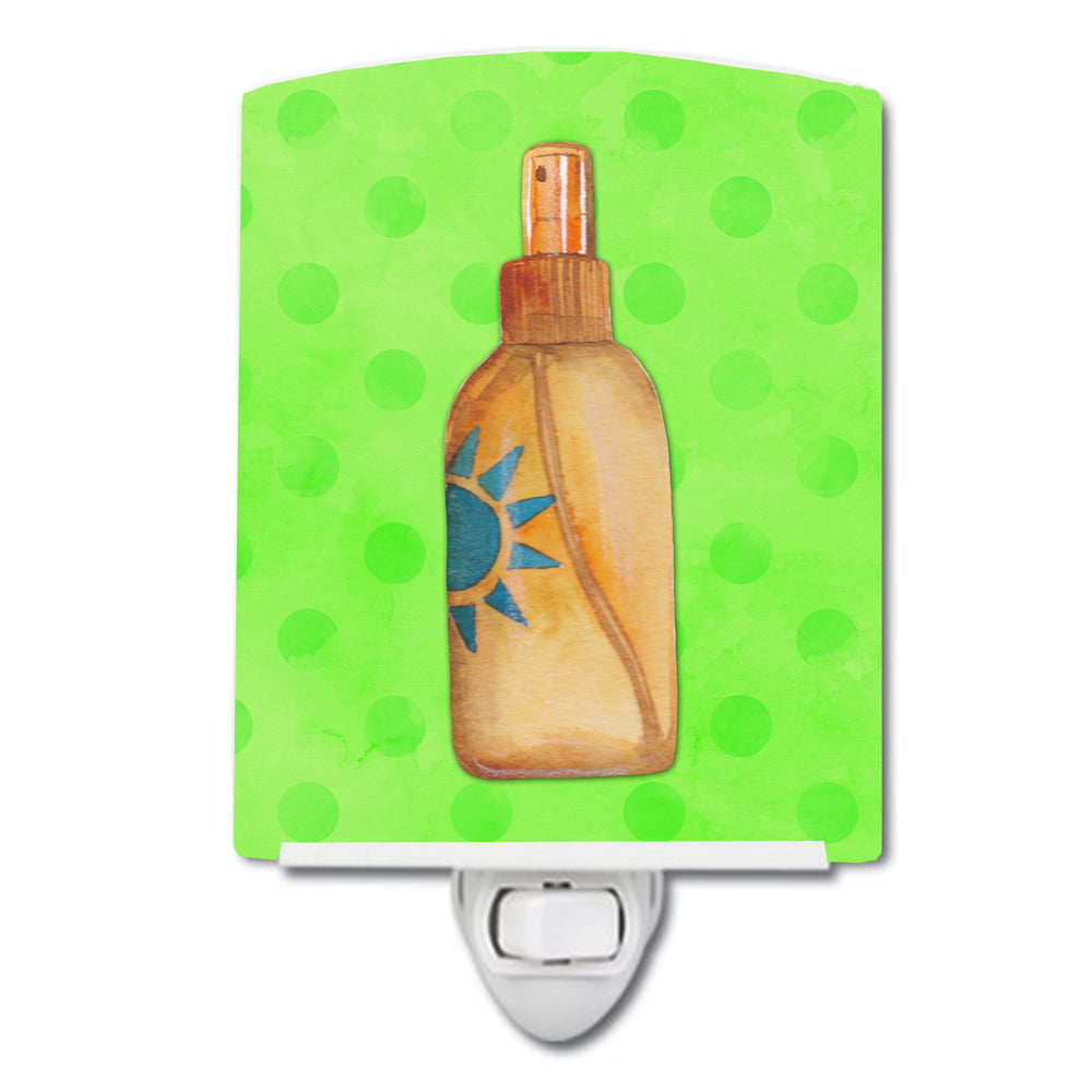 Message in a Bottle Green Polkadot Ceramic Night Light