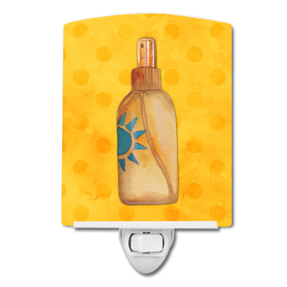 Message in a Bottle Yellow Polkadot Ceramic Night Light