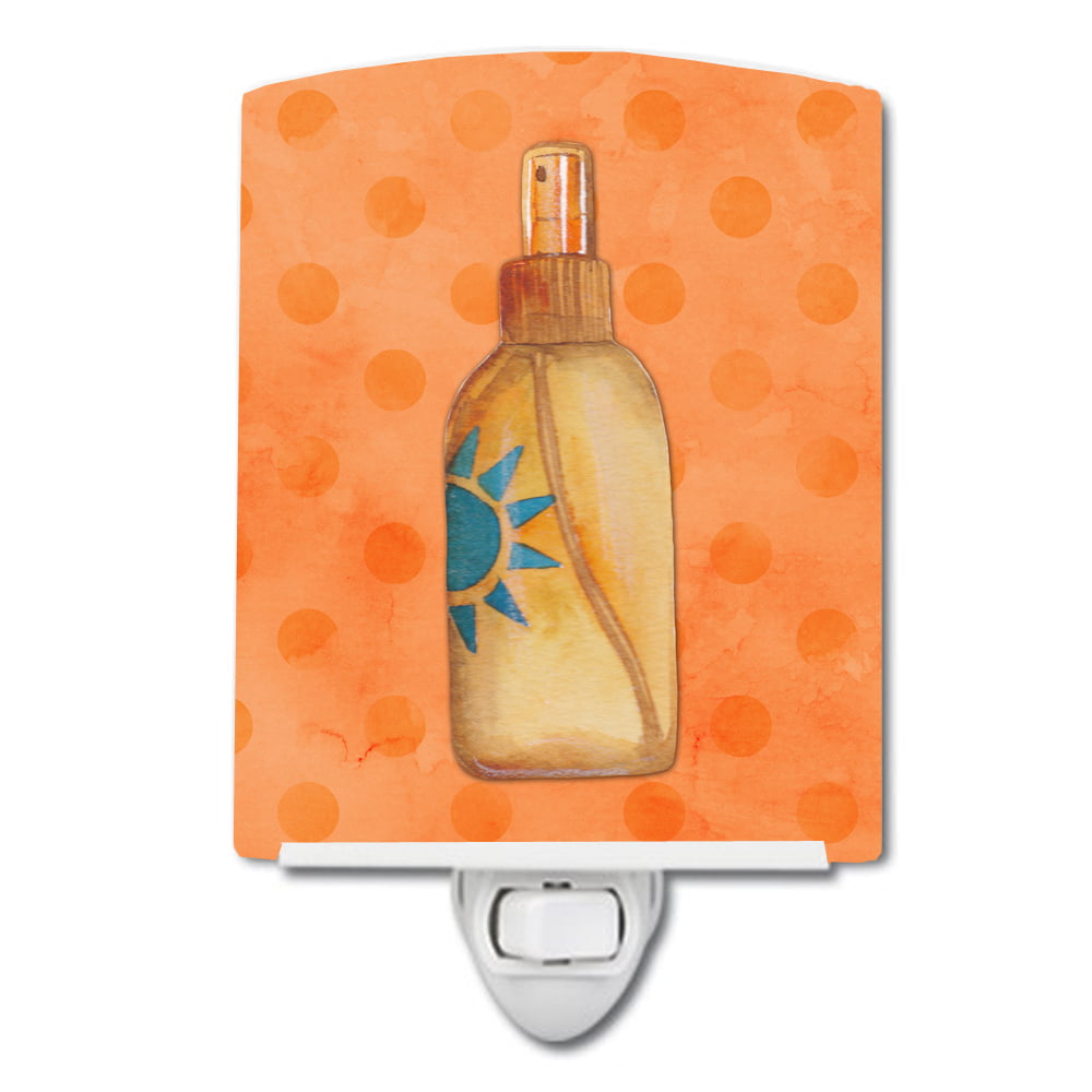 Message in a Bottle Orange Polkadot Ceramic Night Light