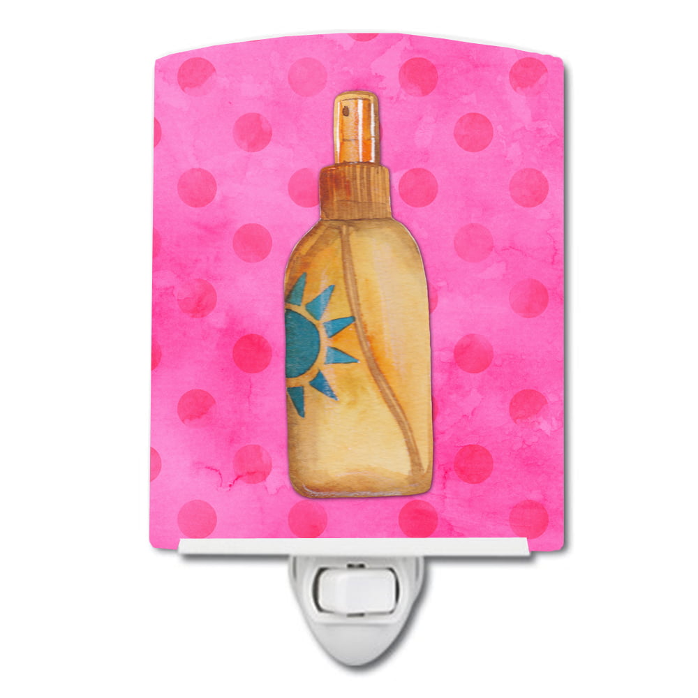 Message in a Bottle Pink Polkadot Ceramic Night Light