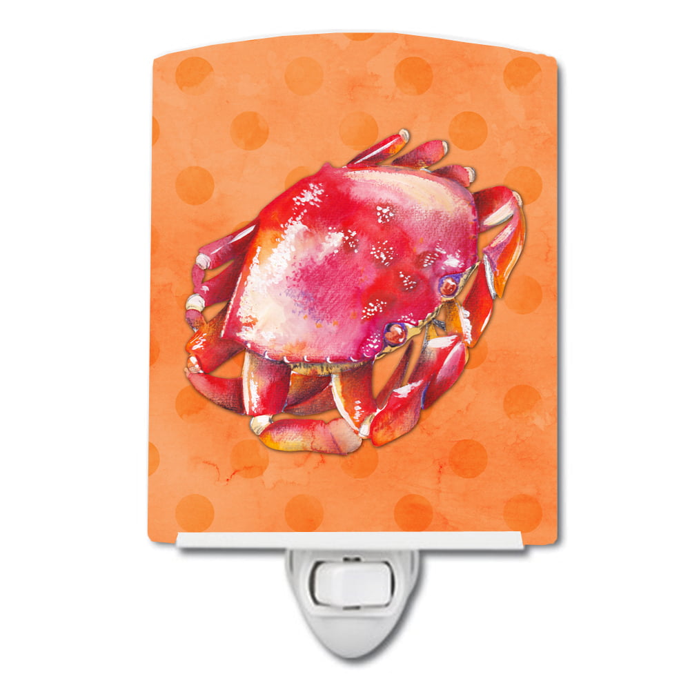 Crab Orange Polkadot Ceramic Night Light
