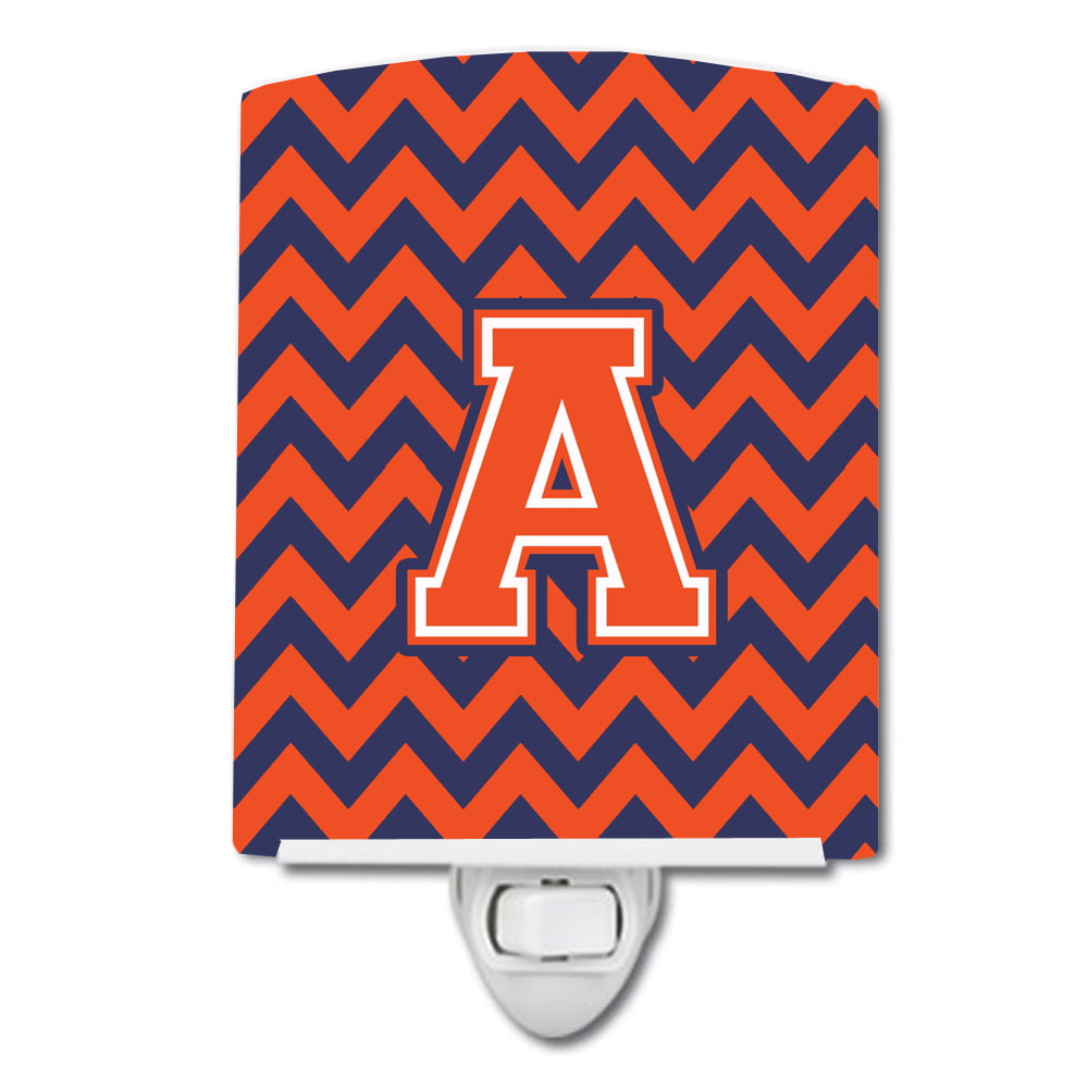 Letter A Chevron Orange & Blue Ceramic Night Light