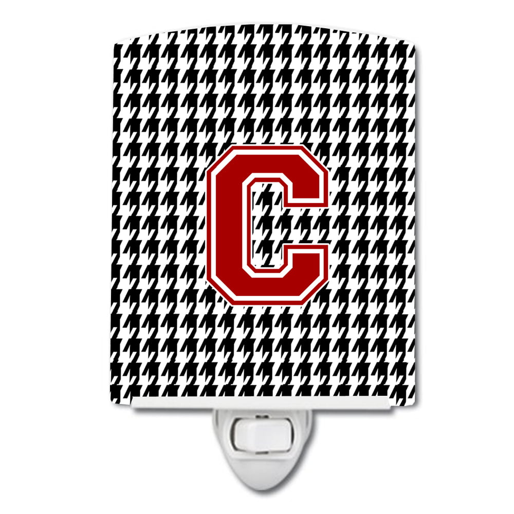 CJ1021-CCNL Letter C Monogram Houndstooth Black Ceramic Night Light