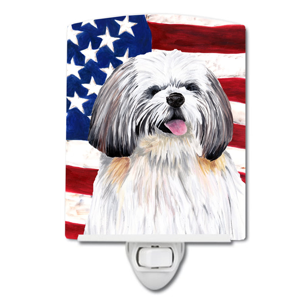 USA American Flag with Shih Tzu Ceramic Night Light
