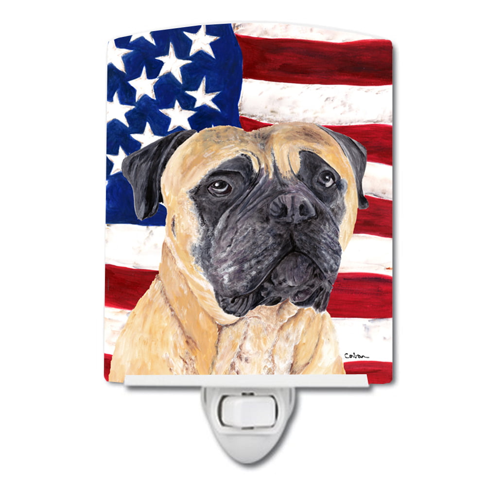 USA American Flag with Mastiff Ceramic Night Light
