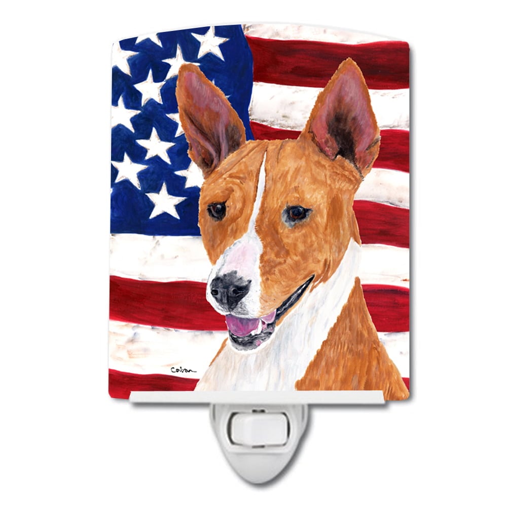 USA American Flag with Basenji Ceramic Night Light