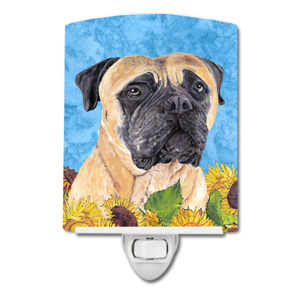 Mastiff in Summer Flowers Ceramic Night Light