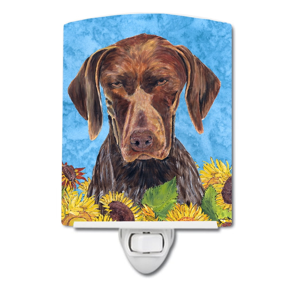 German Shorthaired Pointer in Summer Flowers Ceramic Night Light