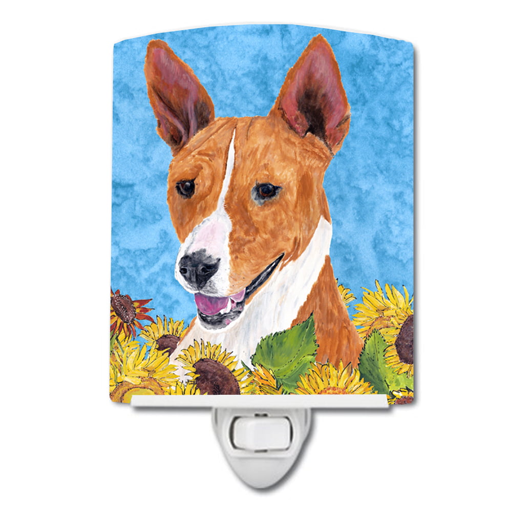 Basenji in Summer Flowers Ceramic Night Light