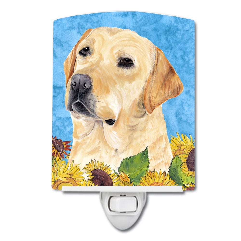 Labrador in Summer Flowers Ceramic Night Light