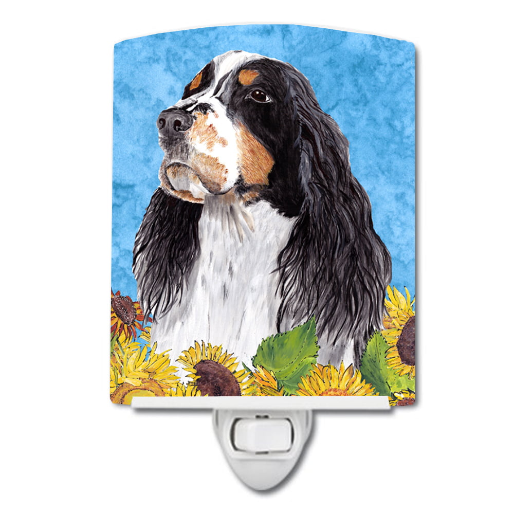 Springer Spaniel in Summer Flowers Ceramic Night Light