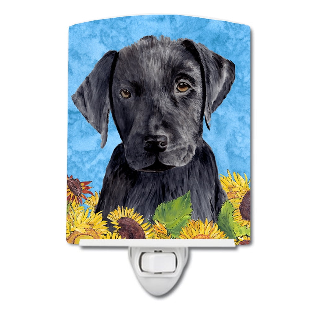 Labrador in Summer Flowers Ceramic Night Light