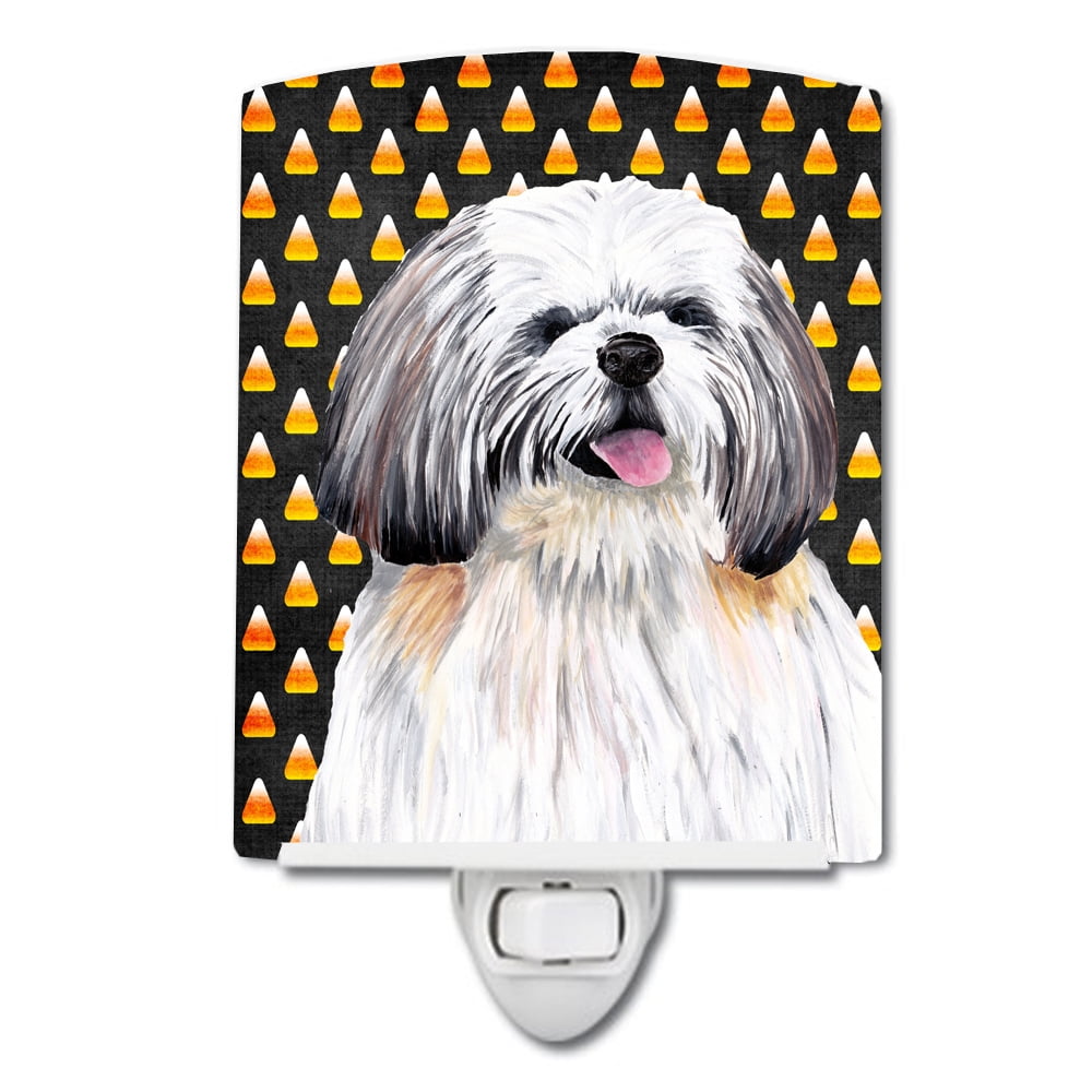 Shih Tzu Candy Corn Halloween Portrait Ceramic Night Light