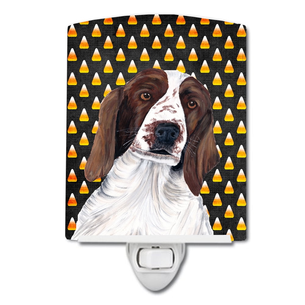 Welsh Springer Spaniel Candy Corn Halloween Portrait Ceramic Night Light