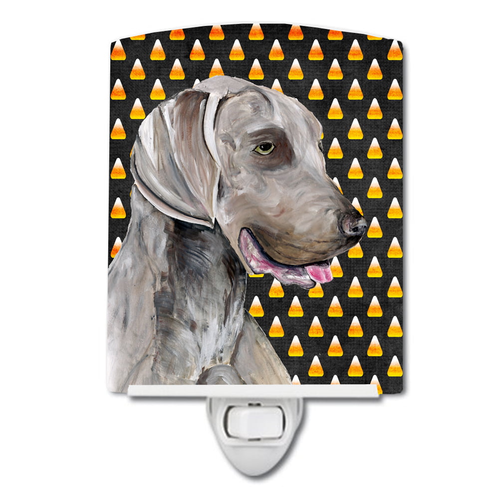 Weimaraner Candy Corn Halloween Portrait Ceramic Night Light