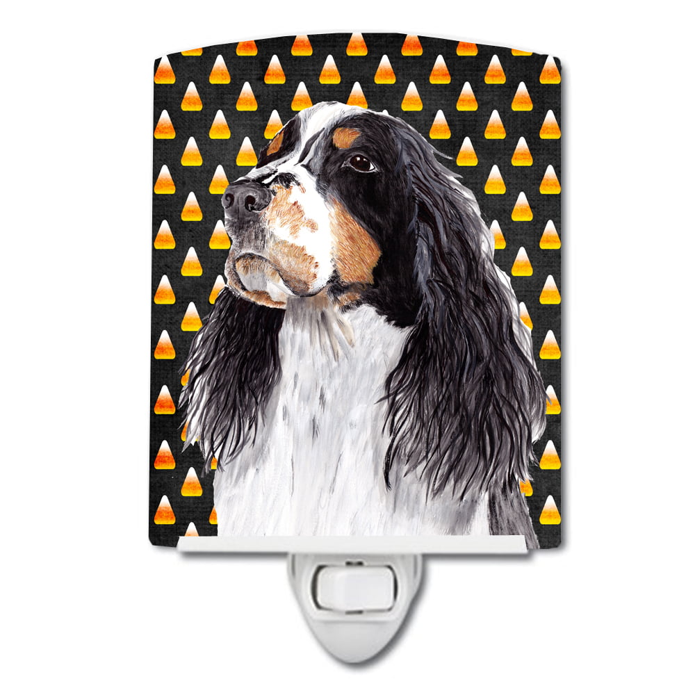 Springer Spaniel Candy Corn Halloween Portrait Ceramic Night Light