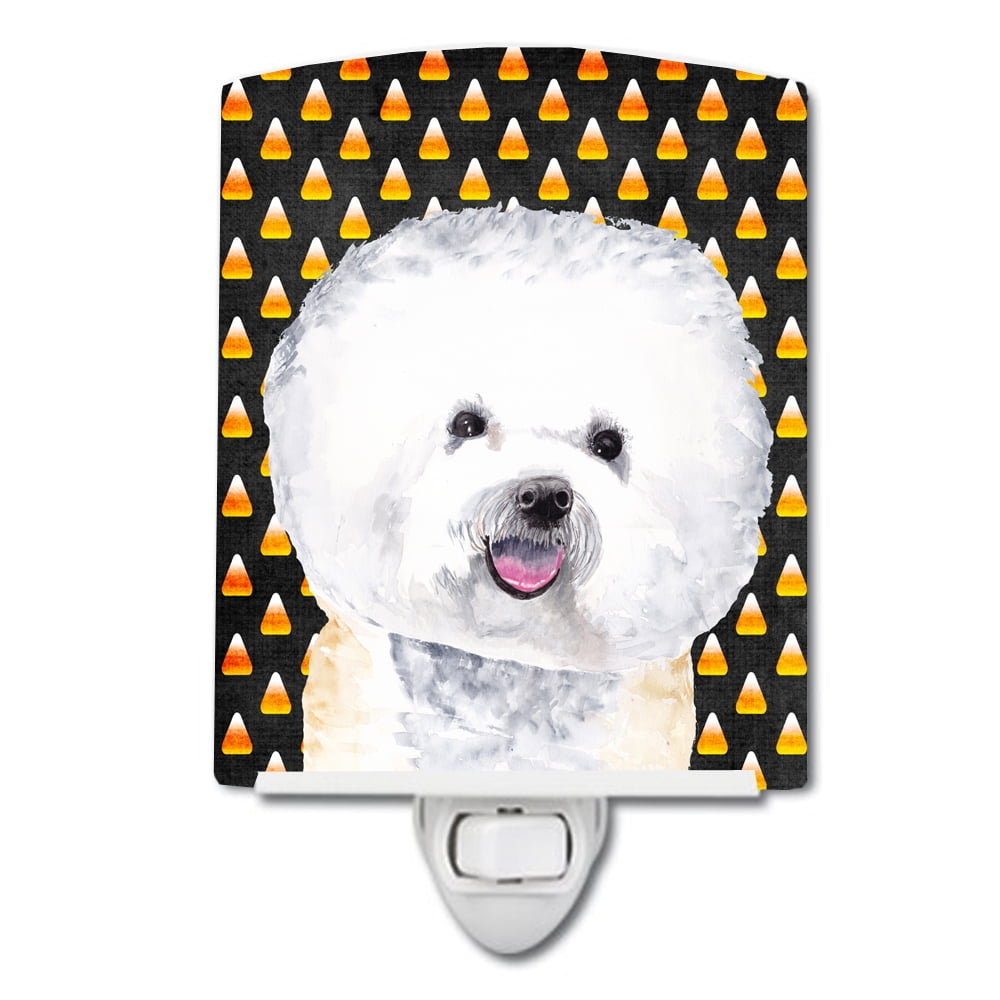 Bichon Frise Candy Corn Halloween Portrait Ceramic Night Light
