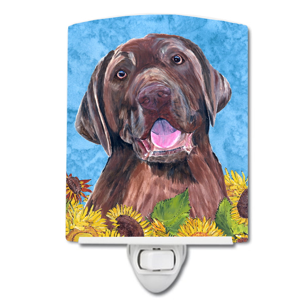 Labrador in Summer Flowers Ceramic Night Light