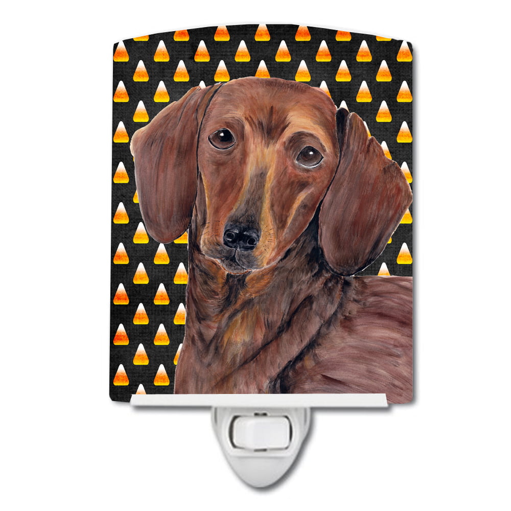Dachshund Candy Corn Halloween Portrait Ceramic Night Light