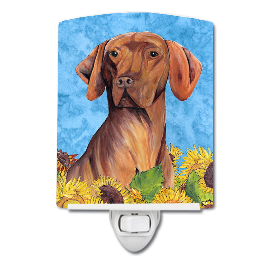 Vizsla in Summer Flowers Ceramic Night Light